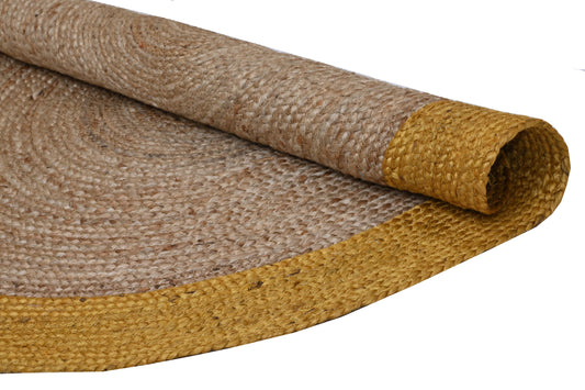 Alfombra Redonda de Yute Trenzado Con Borde IC17998 Natural