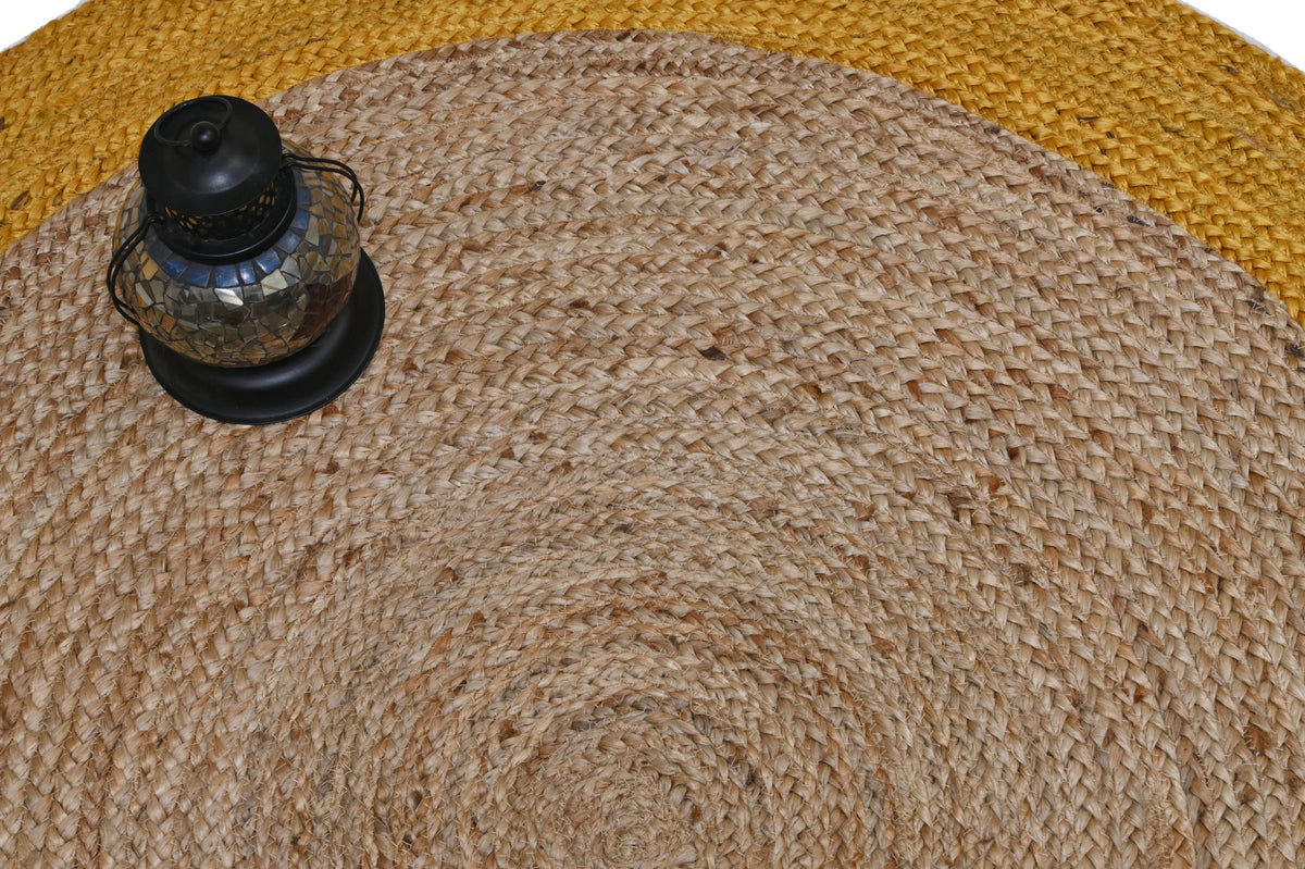 Alfombra Redonda de Yute Trenzado Con Borde IC17998 Natural