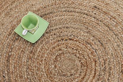Alfombra Redonda de Yute Trenzado Con Borde IC17999 Natural