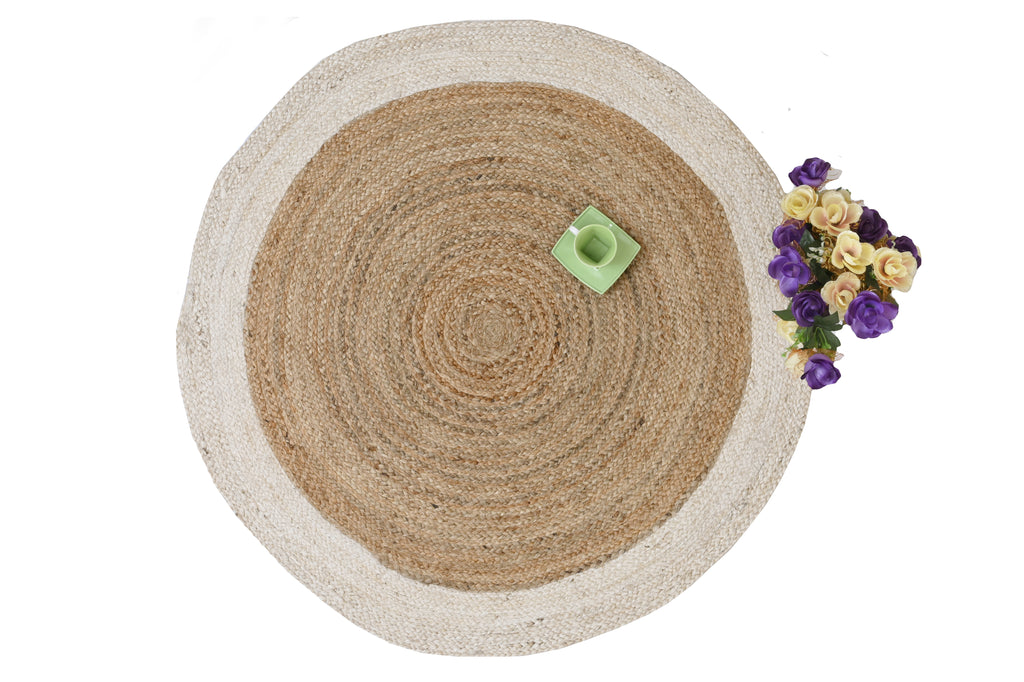 Braided Jute Round Rug – Bordered