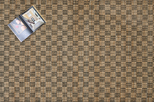 Alfombra Dhurrie de Yute Hecha a Mano Borde Acabado IC18048 Negro/Blanco