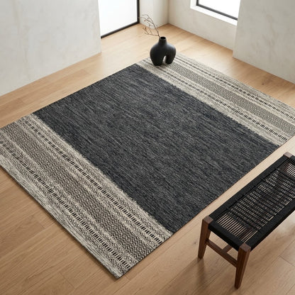 Alfombra Kilim de Algodón Borde Acabado IC14491 Grises/Plateado