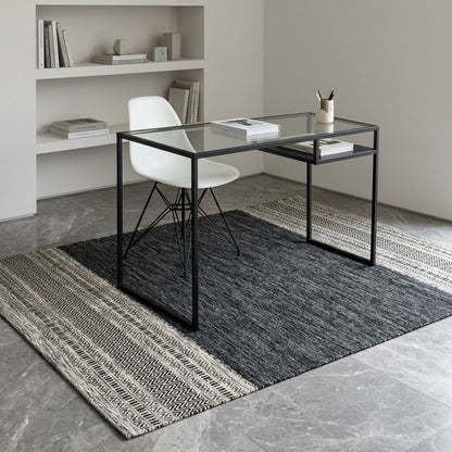 Alfombra Kilim de Algodón Borde Acabado IC14491 Grises/Plateado
