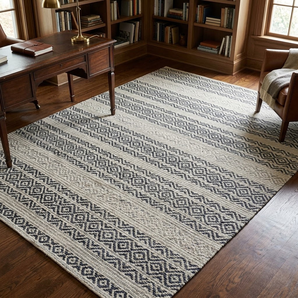 Alfombra Kilim de Algodón Borde Acabado IC15033 Grises/Plateado