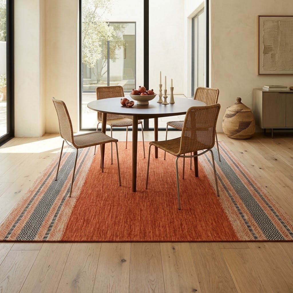 Alfombra Kilim de Algodón Borde Acabado IC14486 Naranja