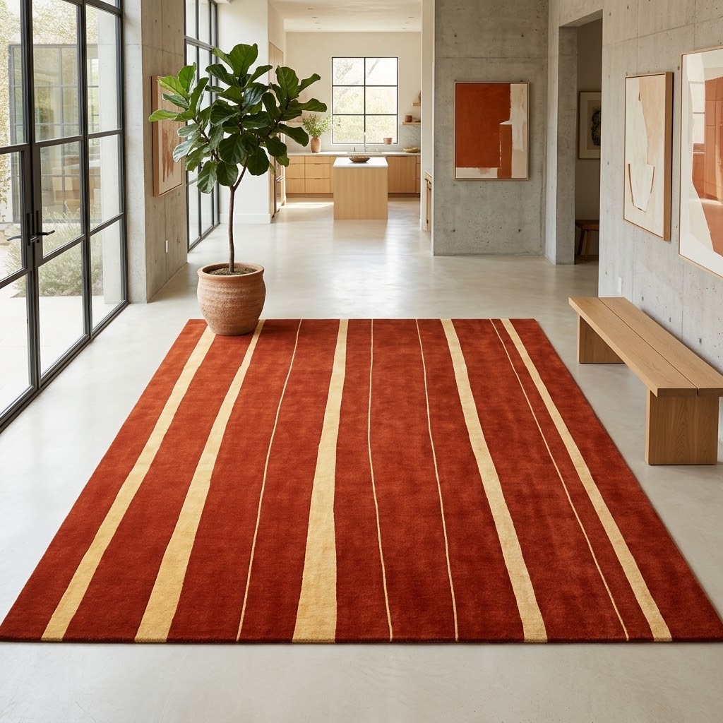 Alfombra Indo Nepal de Lana Anudada a Mano DIC50 Rojo/Dorado