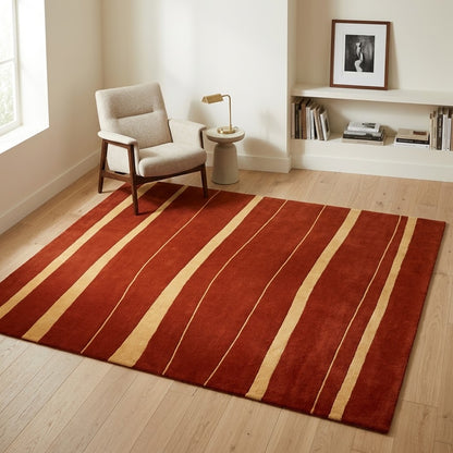 Alfombra Indo Nepal de Lana Anudada a Mano DIC50 Rojo/Dorado