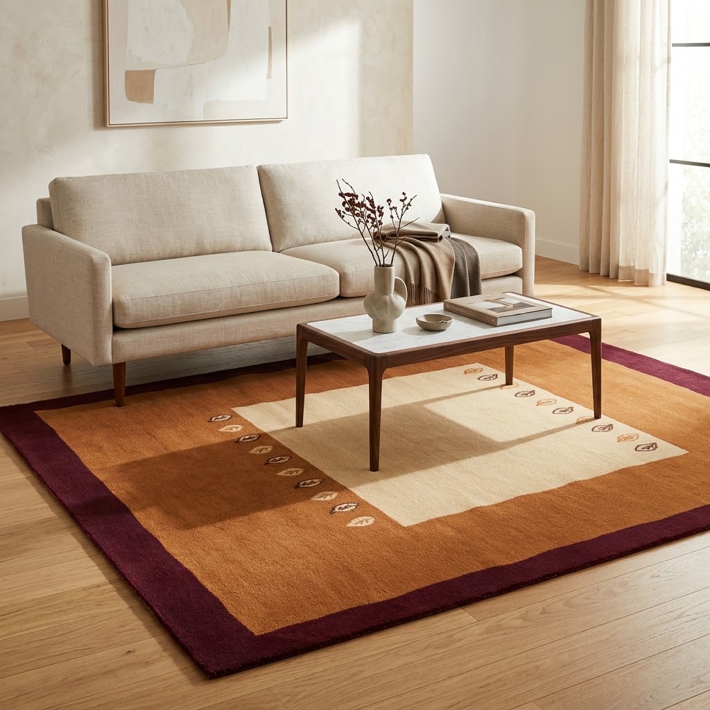 Alfombra Indo Nepal de Lana Anudada a Mano DIC49 Dorado/Rojo