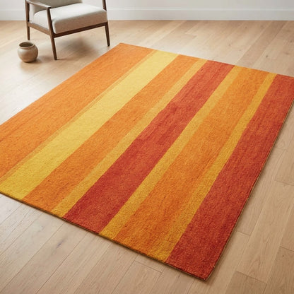 Alfombra Gabbeh de Lana Anudada a Mano DIC42 Dorado/Óxido
