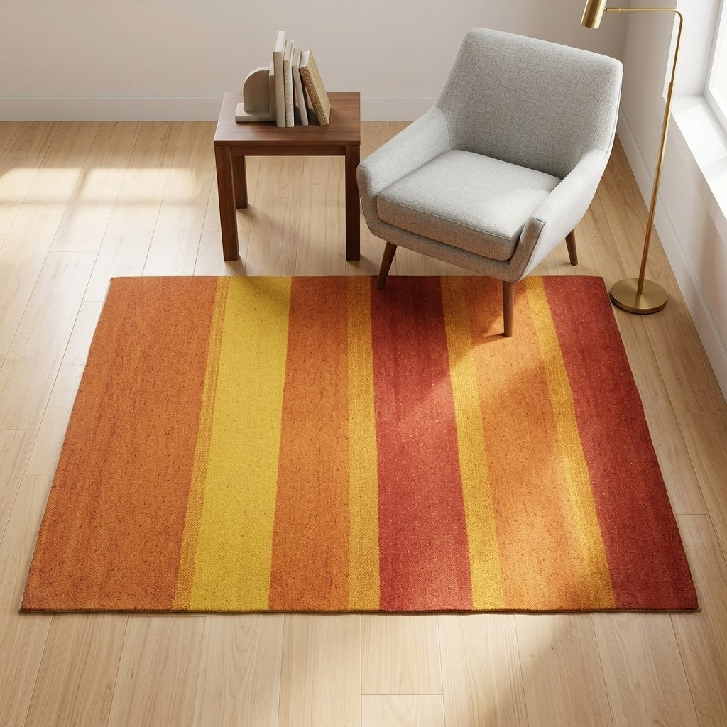 Alfombra Gabbeh de Lana Anudada a Mano DIC42 Dorado/Óxido