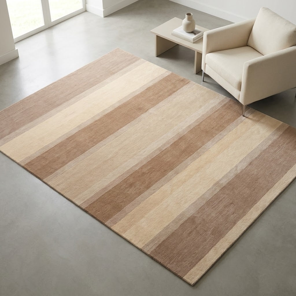 Alfombra Gabbeh de Lana Anudada a Mano DIC41 Marrones/Beige