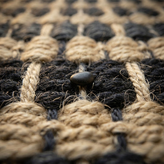 Alfombra de Telar Manual de Mezcla de Algodón IC12446 Gris/Negro