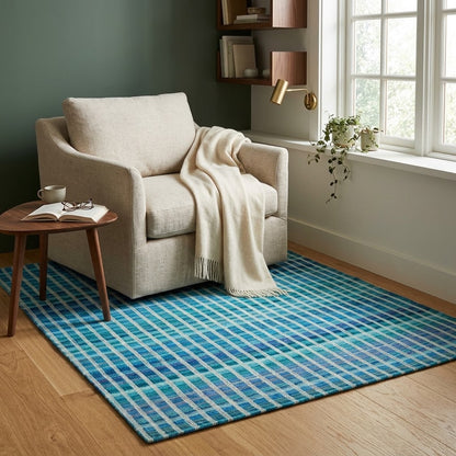 Alfombra Chindi Sarkanda de Fibra Reciclada IC11412 Azul