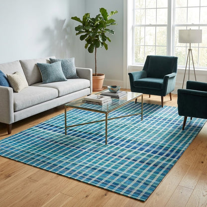 Alfombra Chindi Sarkanda de Fibra Reciclada IC11412 Azul