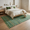 Alfombra Chindi Estampada con Flecos IC12557 Verde