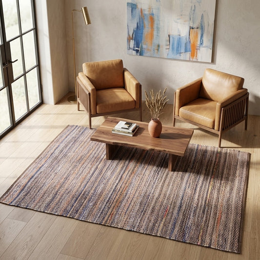 Alfombra Chindi Estampada con Borde IC14017 Marrones/Beige