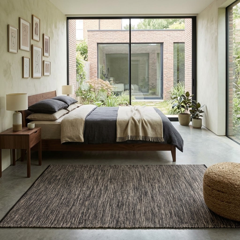 Alfombra Chindi Lisa con Borde IC14467 Marrones/Beige
