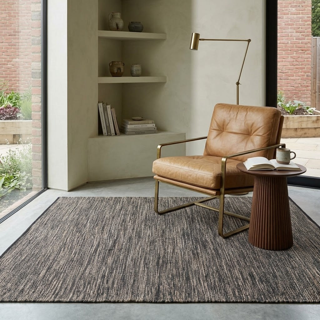 Alfombra Chindi Lisa con Borde IC14467 Marrones/Beige