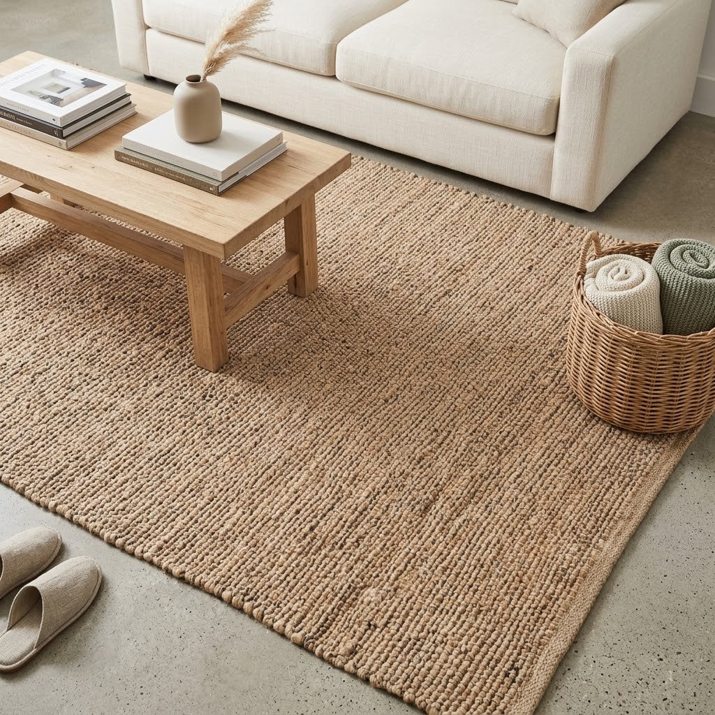 Alfombra de Yute y Algodón con Flecos IC14867T Marrones/Beige