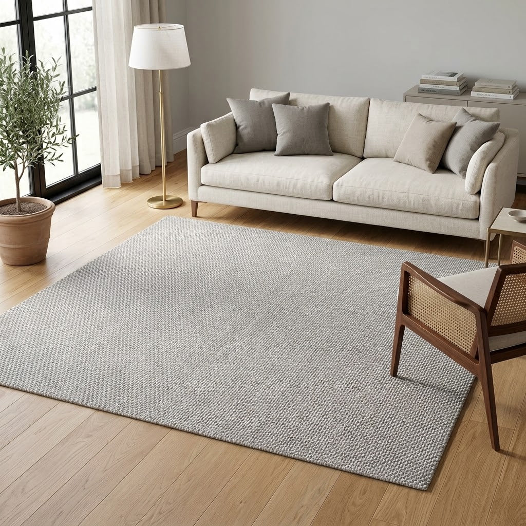 Alfombra de Hilo PET Reciclada y Resistente IC17704 Grises/Plateado