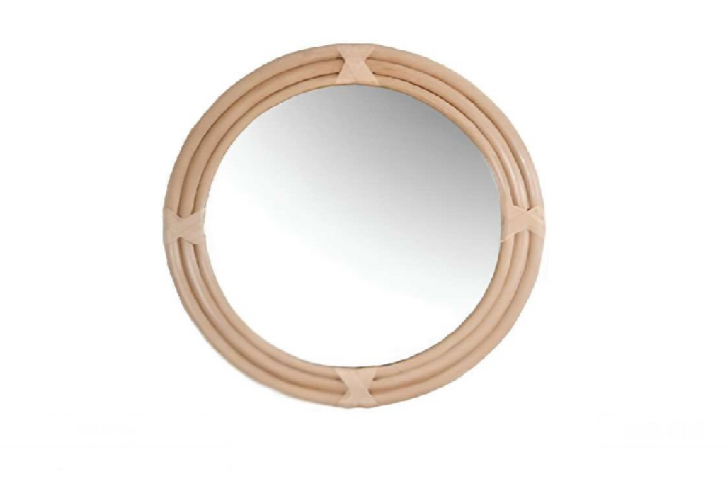 Round Wrapped Rattan Wall Mirror