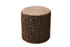 Handwoven Natural & Black Jute Round Pouf