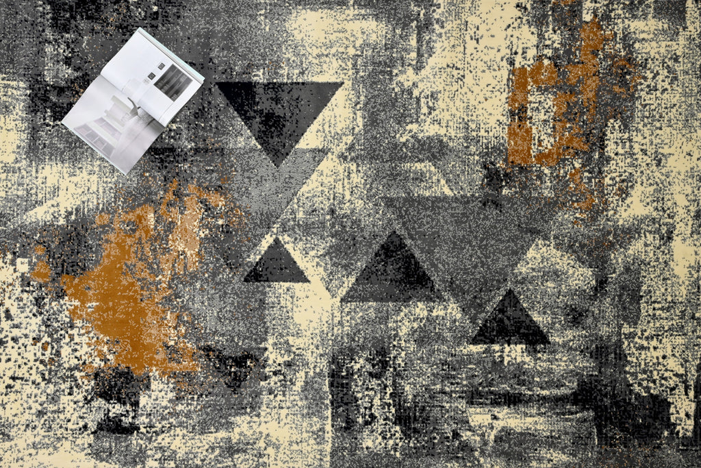 Alfombra moderna geométrica SAS18 gris y beige