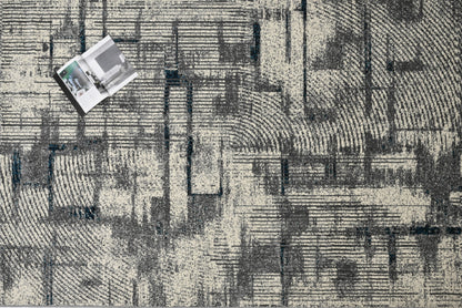 Alfombra Moderna con Textura – Gris y Crema