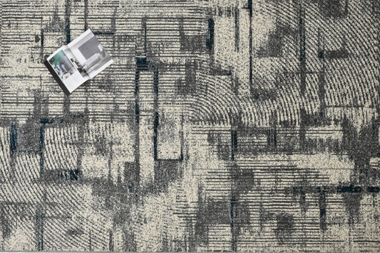 Alfombra Moderna con Textura – Gris y Crema