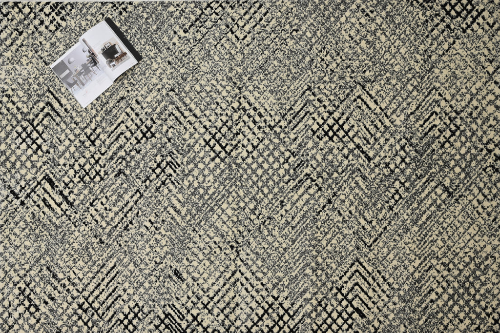 Modern Diamond Pattern Carpet – Black and Beige
