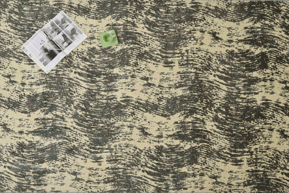 Alfombra Moderna con Diseño de Ondas – Negro y Beige