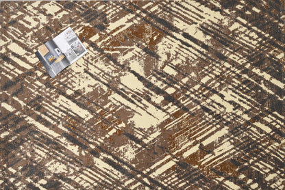 Alfombra Moderna con Diseño Diagonal – Marrón y Beige