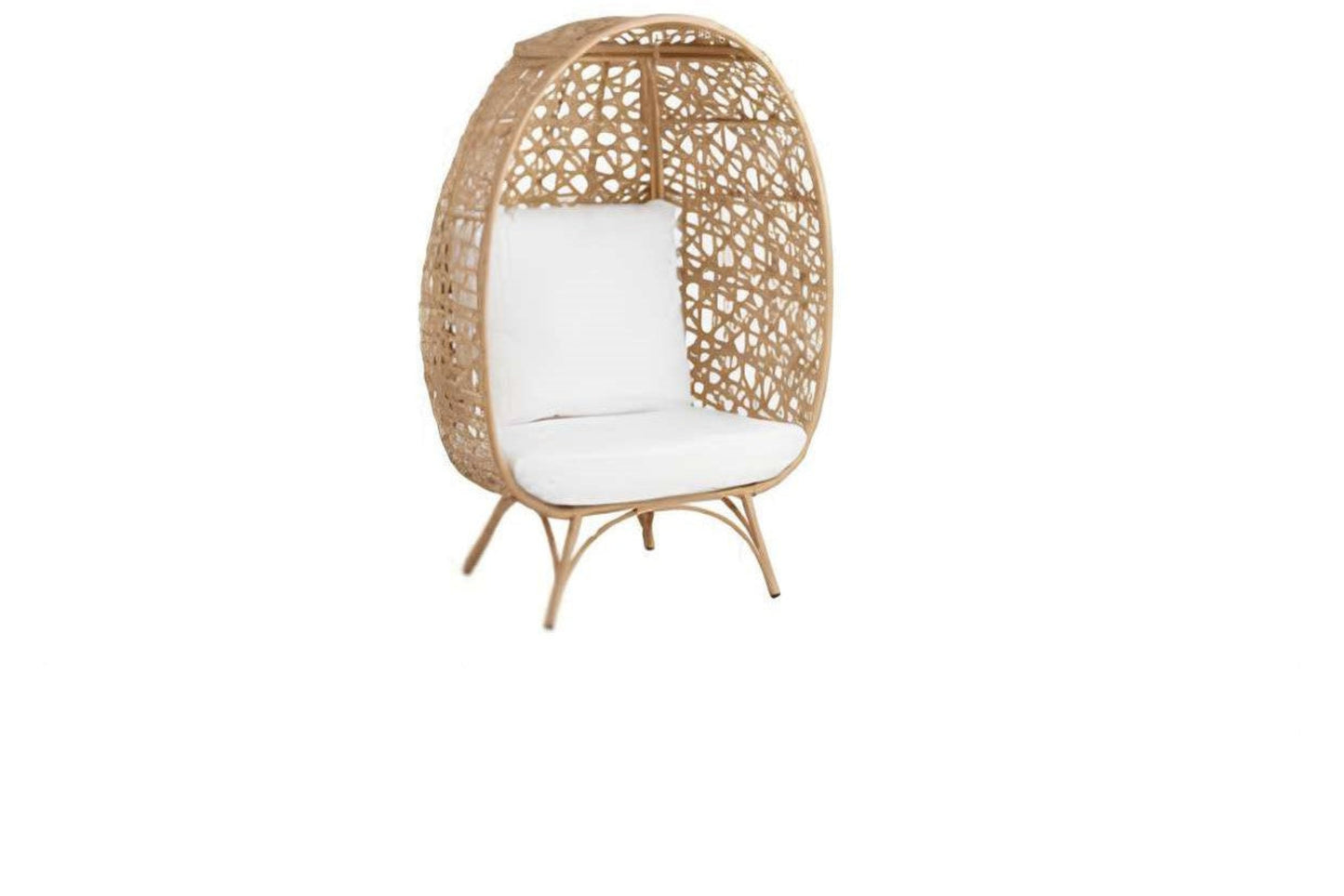 Handwoven Rattan Egg Lounge Chair with Cushion