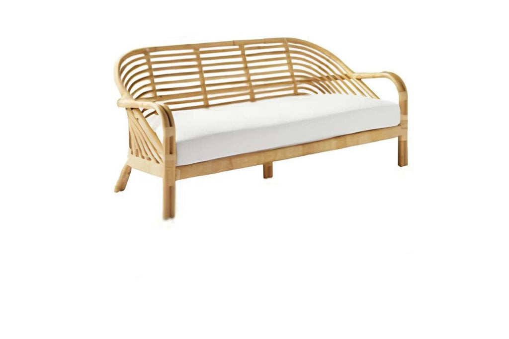 Curved Back Rattan 3-Seater Sofa with Cushion