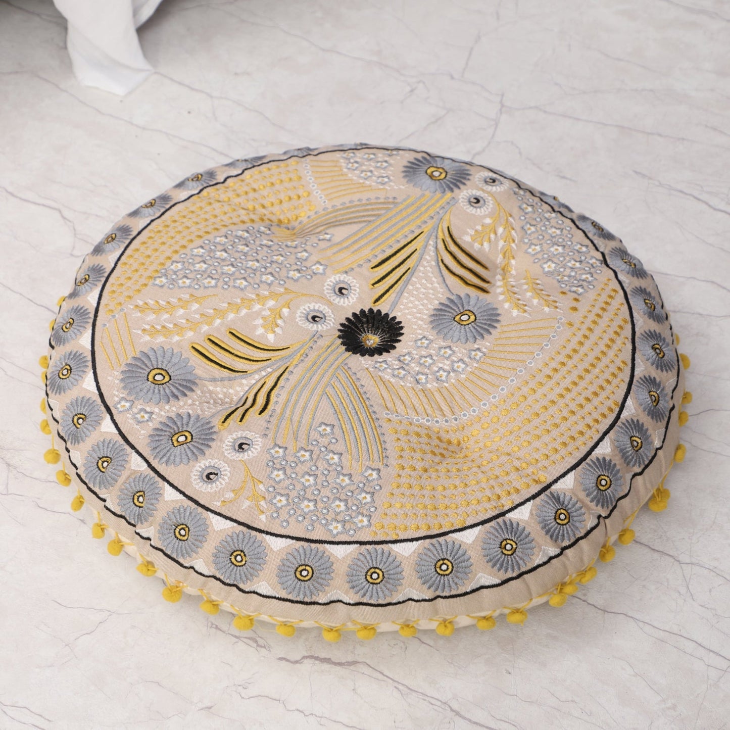 Stool with Floor Cushion & Pillow Set