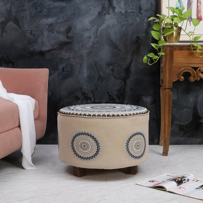 Stool with Floor Cushion & Pillow Set