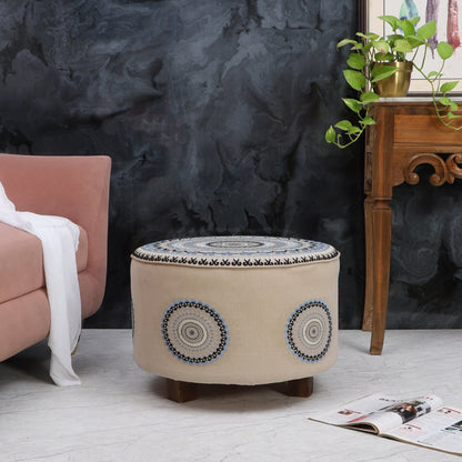 Taburete con Cojín de Piso y Almohada – Juego Completo