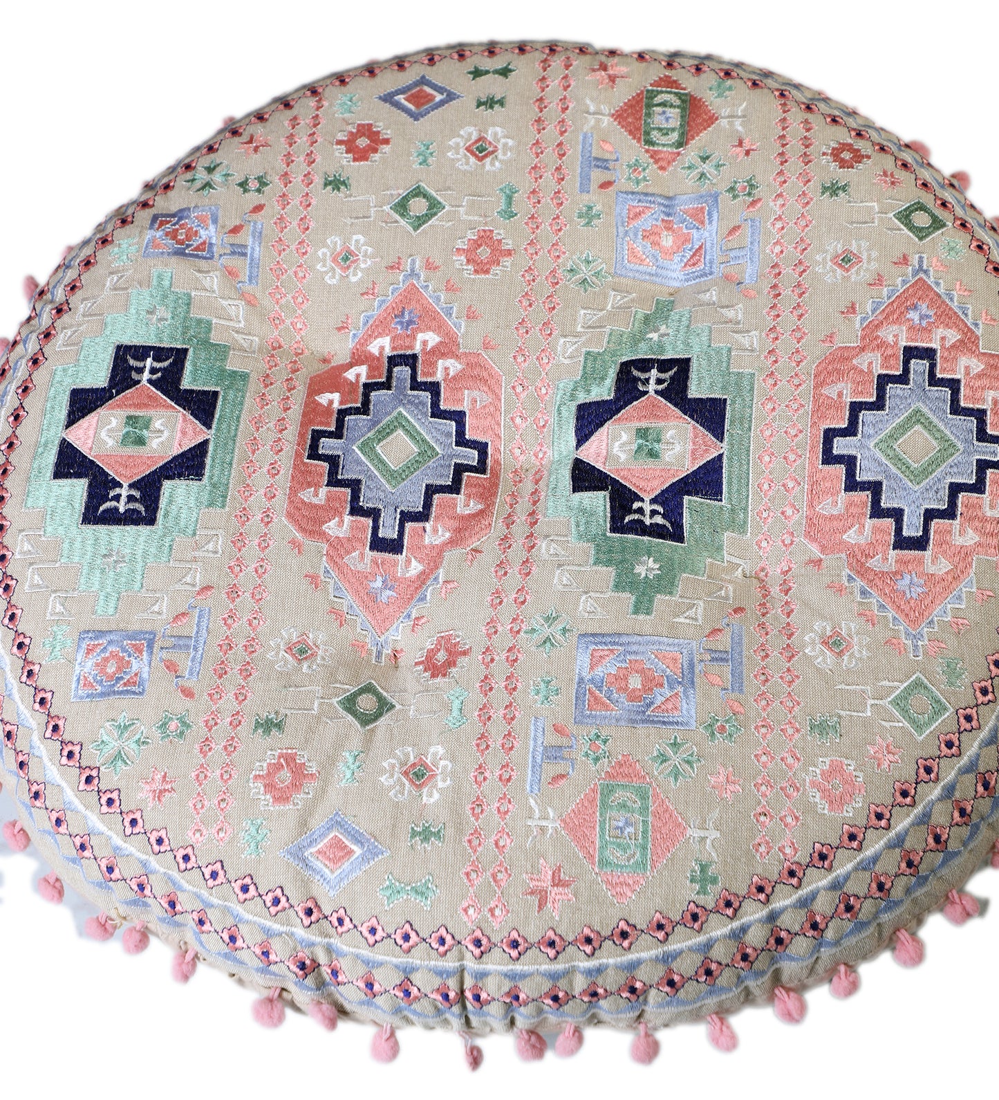 Stool with Floor Cushion & Pillow Set