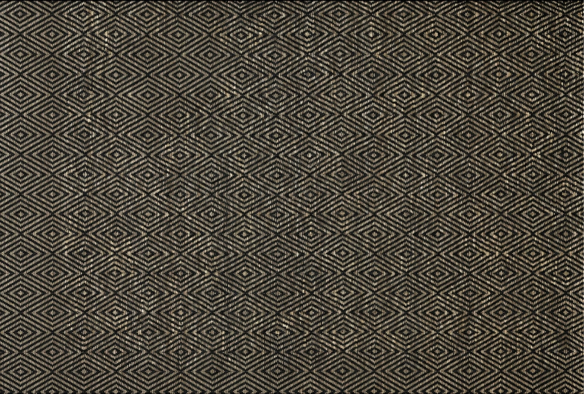 Alfombra de Yute y Algodón con Patrón de Diamante y Borde IC17879 Negro