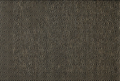 Alfombra de Yute y Algodón con Patrón de Diamante y Borde IC17879 Negro