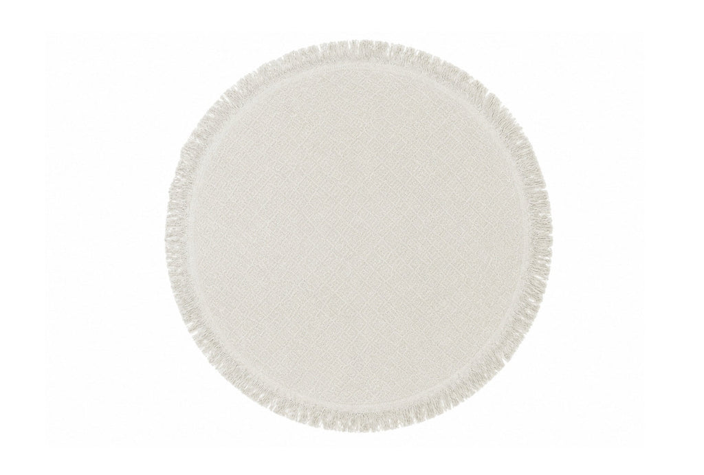 Alfombra Redonda de Yute Con Base Antideslizante IC18597 Blanco