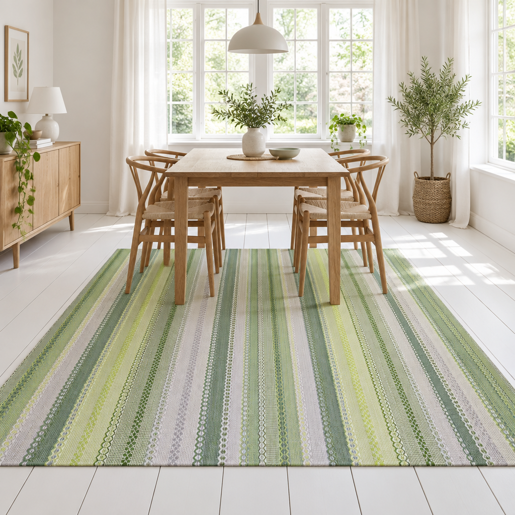 Alfombra kilim de algodón azul con base antideslizante IC13806