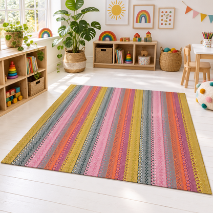 Alfombra Kilim de Algodón Con Base Antideslizante IC12325 Multicolor