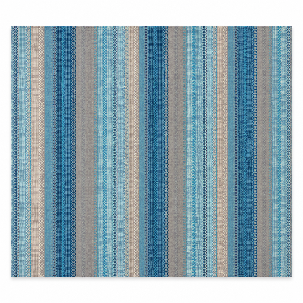IC13516 Blue Cotton Kilim Rug with Non-Slip Backing