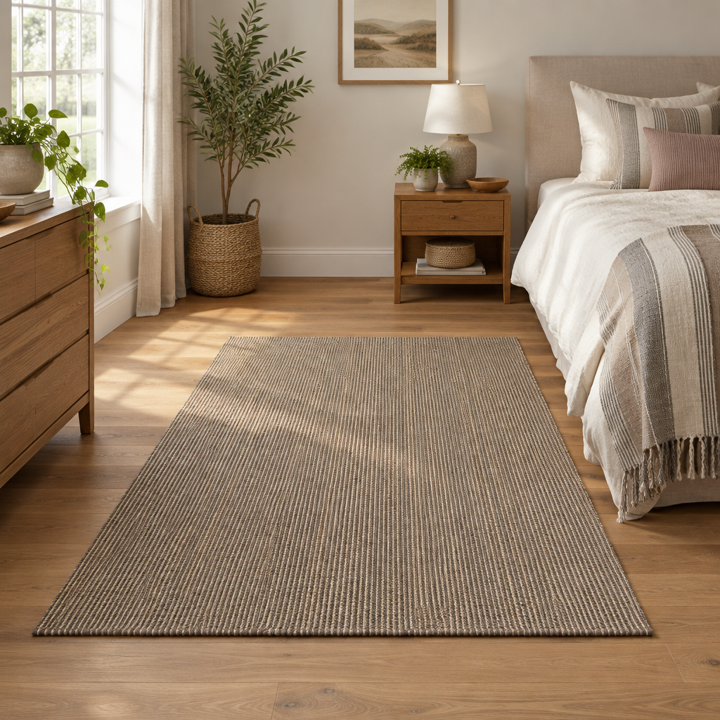 Vista amplia de alfombra en dormitorio