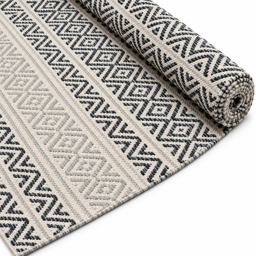 Alfombra Kilim de Algodón Borde Acabado IC15033 Grises/Plateado