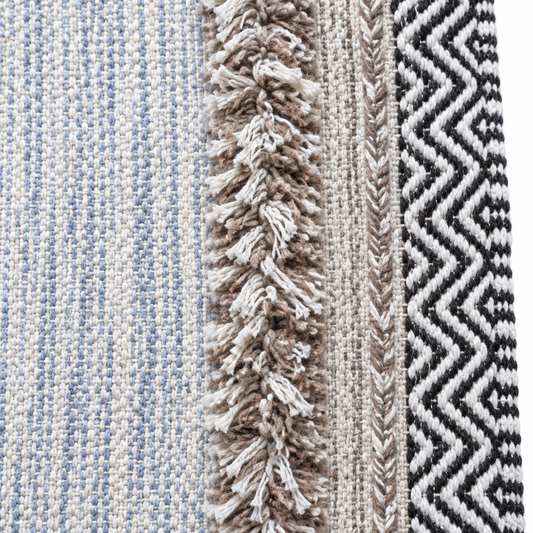 Alfombra Kilim de Algodón Textura Shaggy IC17710 Grises/Plateado
