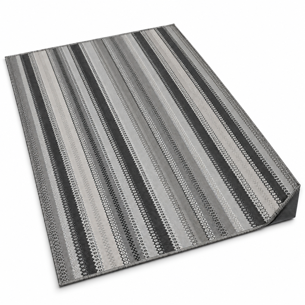 Alfombra Kilim de Algodón Con Base Antideslizante IC13809 Grises/Plateado