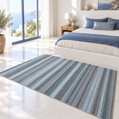 Alfombra Kilim de Algodón Con Base Antideslizante IC13801 Azul