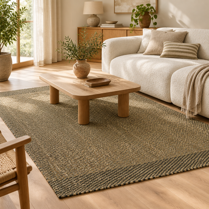 Alfombra de pasto marino IC18400 natural en una sala de estar contemporánea
